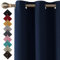 Thermal Insulated Blackout Ring Top Eyelet Curtains for Bedroom Windows 46 x 90 Inches Navy 2 Panels (46(116cm)” wide x 90(228cm)” long, Navy)