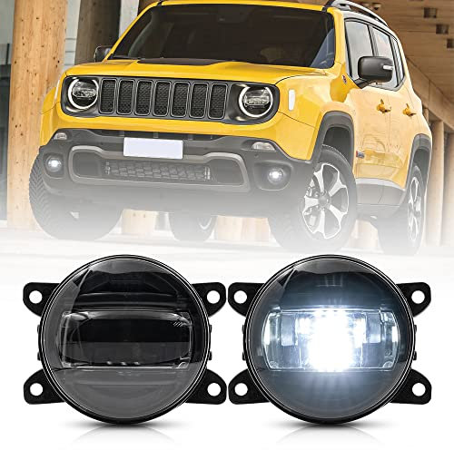 NSLUMO LED-Nebelscheinwerfer für Jeep Renegade (BU) 2014.09-2021 Weiß 3,5 Zoll LED-Frontstoßstange Nebelscheinwerfer 2 teiliges schwarzes Len Kit