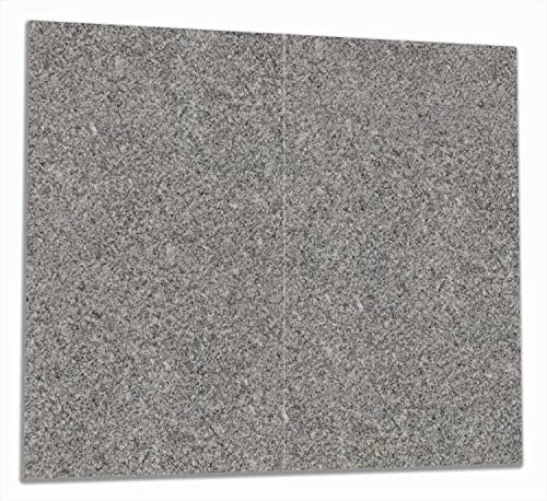 Wallario Herdabdeckplatte/Spritzschutz aus Glas, 2-teilig, 60x52cm mit 13mm hohen Füßen, für Ceran- und Induktionsherde, Muster Grauer Marmor Optik -Granit - marmoriert