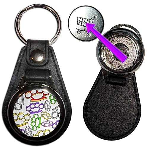 BadgeBeast.co.uk Knuckle Duster Pattern - Hidden £1/€1 Shopping Token Medallion Key Ring
