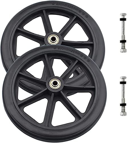 2PCs Wheels Replacement for Wheelchairs, 8 x 1 Rollator Wheels, Anti-Slip Replacement Casters Rollers Wheels Universal Wheelchair Replacement Wheel Accessories (Black)