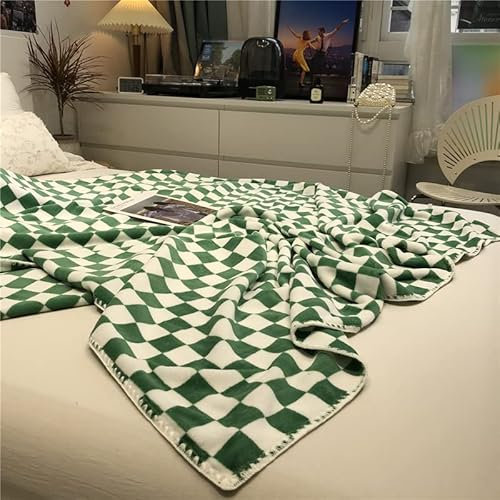 Couverture à carreaux verte – Couverture à carreaux – Couverture en microfibre super douce, chaude et confortable pour chaise, canapé, lit, camping, voyage (vert)