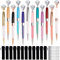 Chostky Kristall Diamant Stifte, Bling Kugelschreiber, Einziehbarer Metall Strass Stift Mit 12PCS Schwarze Tinte Nachfüllungen Und Kordelzug Taschen Für Schulbürobedarf Hochzeitsgeschenk