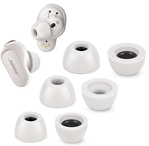 Tang Town Memory Foam Tips for Bose QuietComfort Earbuds II, No Silicone Eartips Pain, Anti-Slip Replacement Ear Tips, Fit in The Charging Case, 3 Paar (Verschiedene Größen S/M/L, Grau)