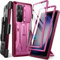 TONGATE, Custodia per Samsung Galaxy S23 Ultra, copertura per fotocamera integrata e protezione schermo, 2 telai anteriori, antiurto grado militare, con cavalletto e clip per cintura, 6,8”, rosa