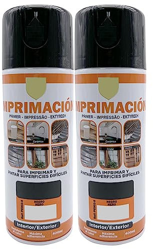 various Pintura Spray Imprimacion Negro de 400 ml Adecuado para las Superficies de Metal, Madera y Plástico Pack de 2 Unidad