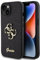 GUESS GUHCP15SHG4SGK Case for iPhone 15 6.1 Inch Black Hard Case Glitter Script Big 4G
