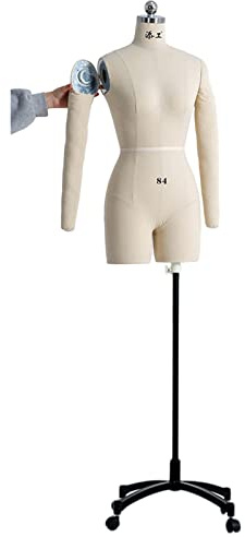Weibliche Kleiderformen zum Nähen, Schaufensterpuppenkörper für Frauen mit Armen und Ständer, Schneiderpuppe für Schneiderinnen, Schaufensterpuppe in Übergröße auf Rädern zum Nähen von Kleidung (Color