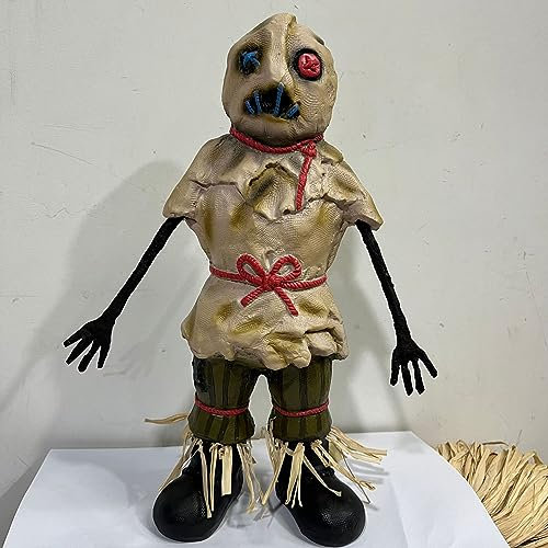 TPone Accesorios de espantapájaros de Halloween, decoración de espantapájaros aterrador de 12 pulgadas, muñeca espantapájaros espeluznante para Halloween, Navidad, decoración de cumpleaños