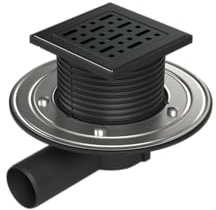 Scarico a pavimento, 125 x 125 mm, in acciaio inox nero, DN 50, con flangia in acciaio inox (F1 381-BC)