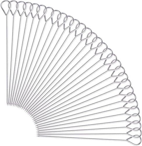 PIQIUQIU 30 agujas de acero inoxidable, 20 cm, pinchos para carne, cócteles, brochetas de frutas