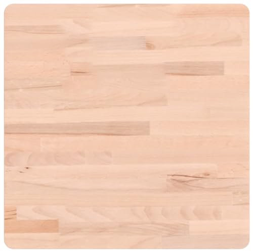vidaXL Tischplatte, Quadratisch Holzplatte mit 4 abgerundeten Ecken, Holztischplatte Ersatzplatte für Couchtisch, Massivholztischplatte Platte, 50x50x2,5 cm Massivholz Buche