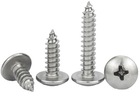 Edelstahl Kreuzschneidende Schrauben Holzschrauben mit metrischem Gewinde Zylinderkopf Silber M3,5x20mm,50 Stück
