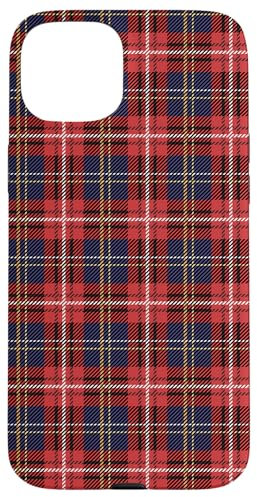 Hülle für iPhone 15 Plus Rot Plaid Tartan Kariert Muster Telefon