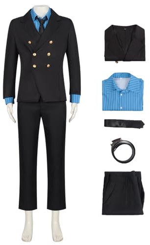 YEAJION Sanji Cosplay Kostüm Set Anime One Piece Verkleidung Sanji Cosplay Halloween Karneval Weihnachten Party Kostüm für Erwachsene