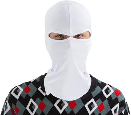 VADO VLTRA Sturmhaube mit 2 Löchern für Fahrrad und Motorrad, Vollgesicht, winddicht, Outdoor, Reiten, Skimaske, staubdichte Facekini für kaltes Wetter, weiß, Einheitsgröße