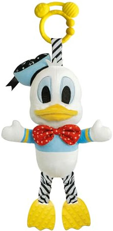 Clementoni Disney Baby Donald - Erste Aktivitäten Plüsch, Interaktives Kuscheltier mit Rassel, Quietscher und Beißring, Fördert sensorische Fähigkeiten und Zahnung, Ab 6 Monaten