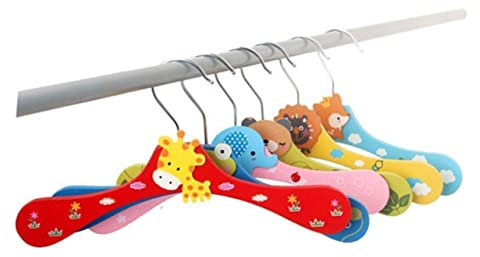 OFFSCH 10St Kinderzimmer Hängeregal Kleiderbügel Kinderzimmer Kleiderständer Kinderzimmer Garderobe Kleiderhaken Kleiderständer aus Holz hölzern Kleine Tiere Kleinkind
