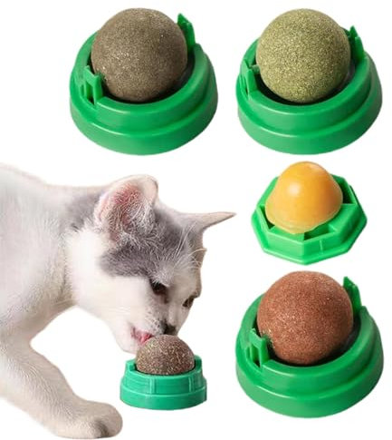 Niktule Rotatable Catnip Balls | Teeth Cleaning Rotatable Catnip Toy,Interactive Toy with Double-Sided Tape for Medium Cats, Large Cats, and Small Cats
