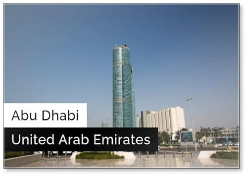 Kühlschrankmagnet Abu Dhabi, Vereinigte Arabische Emirate, Blick auf die Skyline von Abu Dhabi, Vereinigte Arabische Emirate