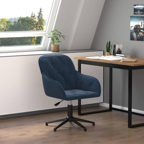 LAPOOH Bürostuhl Drehbar Blau Samt, Schreibtischstuhl, Office Chair, Drehstuhl, Büro Stuhl, Computerstuhl, Gaming Chair, Reading Chair, Chefsessel