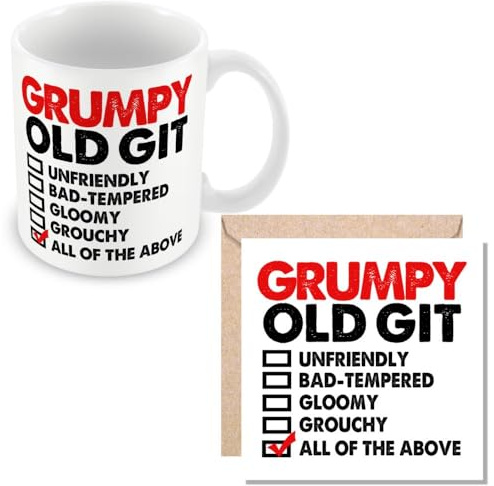 MUGGZ Funny Gift Mug & Card for Old People - Grumpy Old Git - Giftset - Made in The UK