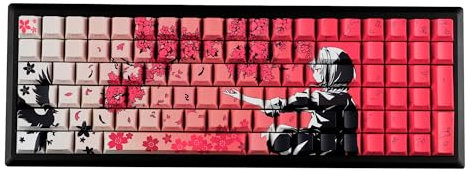 YMDK 129 Raven Sakura Keycap Cherry Profile Double Shot Sidelit Shine Through PBT Keycaps for MX Mechanical Keyboard