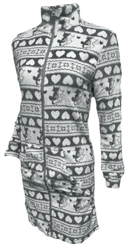 GARGIX VESTAGLIA DONNA CON CHIUSURA ZIP INVERNALE CALDO PILE CORAL MORBIDO (Vestaglia-2025 Grigio, M)