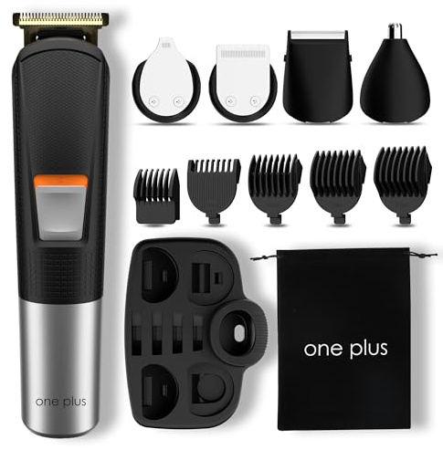 one plus Men Op 27 Kabelloser Profi-Haarschneider, Titanbeschichtete Klinge, wasserdichter Trimmer, 120 Minuten Laufzeit, 12 Längeneinstellungen (schwarz)