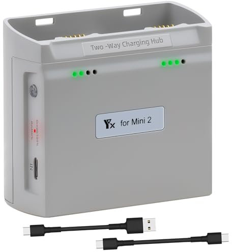 Mini 2/Mini 4K Akku-Ladegerät, Zwei-Wege-Ladehub Drohnen-Akkus USB-Ladestation für DJI Mini 2/Mini SE/Mini 4K, Schnellladehub zum Laden von bis zu 2 Akkus, Drohnen-Zubehör
