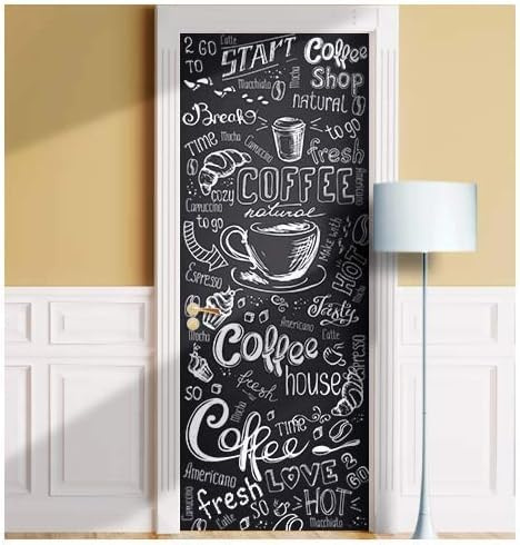 Türtapete Selbstklebend 90x210 Kaffee Türaufkleber 3D Türposter Schwarz Fototapete Türfolie Türklebefolie Wasserdichte für Türwand Dekoration Tapete a9258