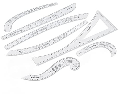 Generic Französisches Kurvenlineal, Nählineal, Vielseitig Einsetzbar, 7-teiliges Nählineal, Schneider-Set, Kurvenlineal-Set, Klarer Maßstab, Modernes Design-Lineal-Set für die