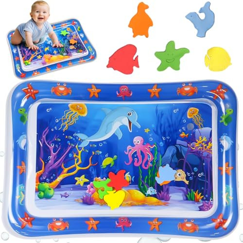MZJAUVF Alfombra Agua Bebe, Alfombra Inflable con Agua, Tapete de Agua Plegable, 65 x 50 cm Colchoneta Agua Bebe, Juguetes Sensoriales para Bebés de 3 + meses, Regalo para Bebés