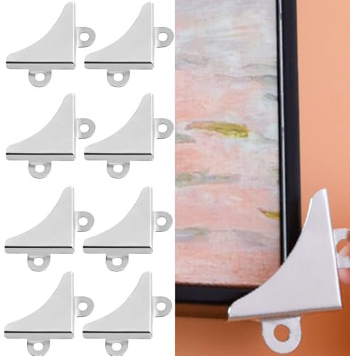 Lot de 10 supports de fixation d'angle pour miroir - Clips de fixation en métal - Kit de suspension pour miroir de salle de bain