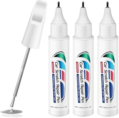 Recitem 3 Stück Lackstift Glänzend Auto Kratzer Reparaturstift Autolackstift Wasserdichter Universal Autolack Lackstift Auto, Lackreparaturstift für Auto Kratzer Reparatur (Silber)
