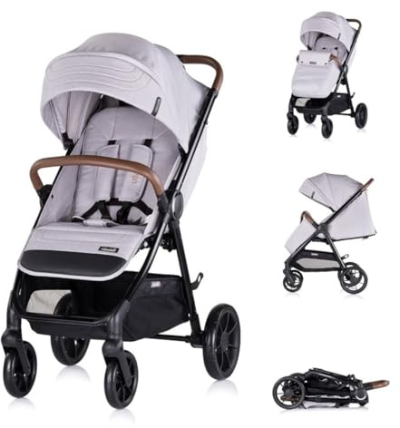 Chipolino Kinderwagen Ultera Buggy klappbar Korb Federung Hinterradbremse Gurt grau