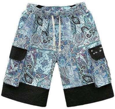 Pantaloncini casual da uomo, estivi al ginocchio, pantaloni Hip Hop Streetwear, K188 Blue, XL