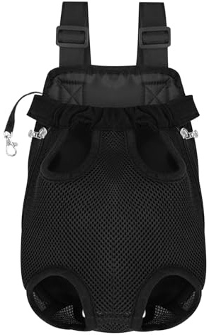 1Pcs Pet Carrier Backpack, Adjustable Pet Front Dog Carrier Backpack, Pet Legs Out Design Dog Travel Bag, Breathable Easy-Fit for Small Medium Puppy Hiking Traveling（Black, S）