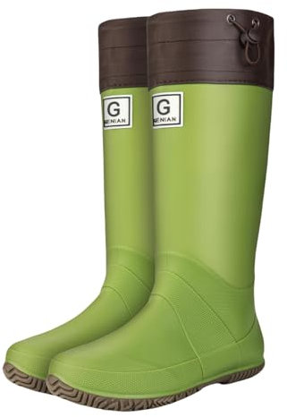 Stivali di gomma da donna alti da pioggia, alla caviglia, impermeabili, con suola antiscivolo, per esterni, verde, 40 EU