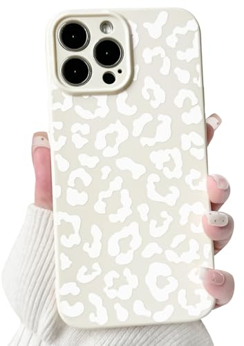 NITITOP for iPhone 14 Pro Max Case Cute Leopard Print Design - White | for Women Girls Men, Aesthetic Animal Design, Soft TPU Shockproof Cover, Raised Camera Bumper Protection