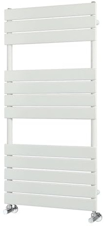 MILANO White Flat Panel Heated Towel Rail 1200 x 600mm | Steel Construction. Generous Heat Output. Contemporary Style. Straight Bar Design. Central Heating Operation.