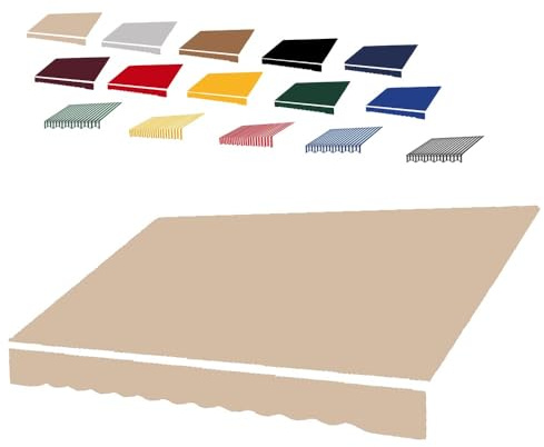 250 x 210 cm wasserdichter Canvas-Ersatzstoff für einziehbare Markisen, Balkonmarkisen, Stoff, Outdoor-Klemmmarkisen, Abdeckung (Khaki)