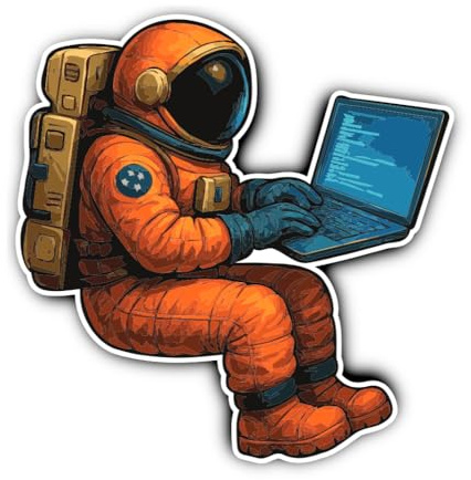 Laminierte Aufkleber: 200 mm, 1 Stück - Mega Astronaut Programmierer Sticker wasserfest für IT Räume