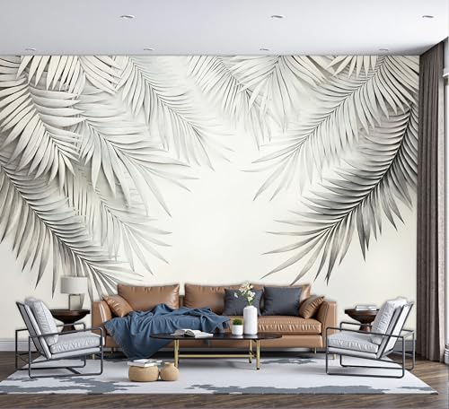 ZISTRCBAO Papier Peint Panoramique Feuille De Palmier Minimaliste Soie, 200x140cm Poster Geant Mural Plante Naturelle Pour Salon Chambre Restaurant Décoration Murale