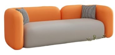 Two-Tone Cat Scratch Leather Sofa,Modern 3-Seater Couch with Lumbar Pillows, Cloud-Like Comfort for Small Spaces & Family(C,70cm)