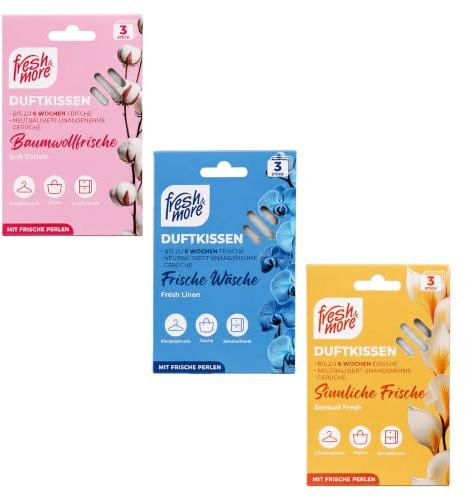 Fresh & More Duftkissen Mix, 3 Packungen, 9 Duftkissen, 3 Duftvarianten