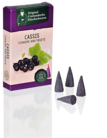 Crottendorfer Räucherkerzen Flower & Fruits - Duft: Cassis - Größe: M - 24 Stück - Made in Germany