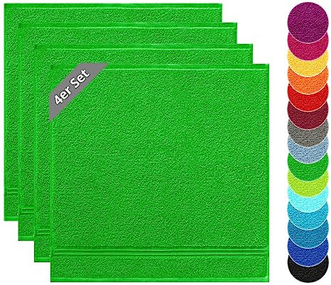 Lashuma Geschirrhandtücher Baumwolle Grün 50x50 cm, Linz Frottee Abtrockentücher für die Küche