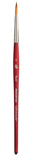 Princeton Velvetouch Artiste, Mixed-Media Brush for Acrylic, Watercolor & Oil, Series 3950 Round Luxury Synthetic, Size 5