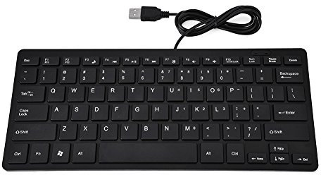Richer-R 78 Touches Clavier Ultra-Mince Mini USB Filaire Clavier pour Ordinateur de Bureau PC Portable(Noir)